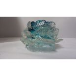 A Rare marked Clarke's Floral Fairy Pyramid Nightlight glass shade, the turquoise and colourless
