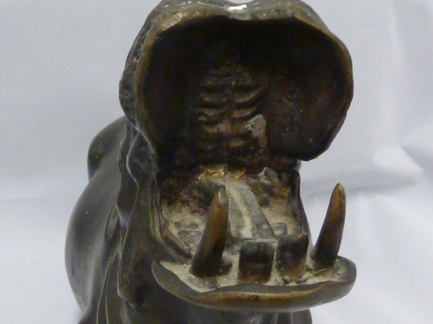 A bronzed metal figure of a Hippo; and a spelter figure of an elephant (2) - Image 4 of 11