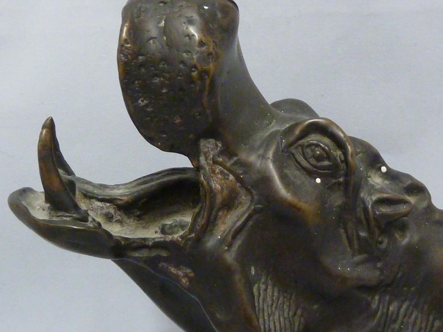 A bronzed metal figure of a Hippo; and a spelter figure of an elephant (2) - Image 3 of 11