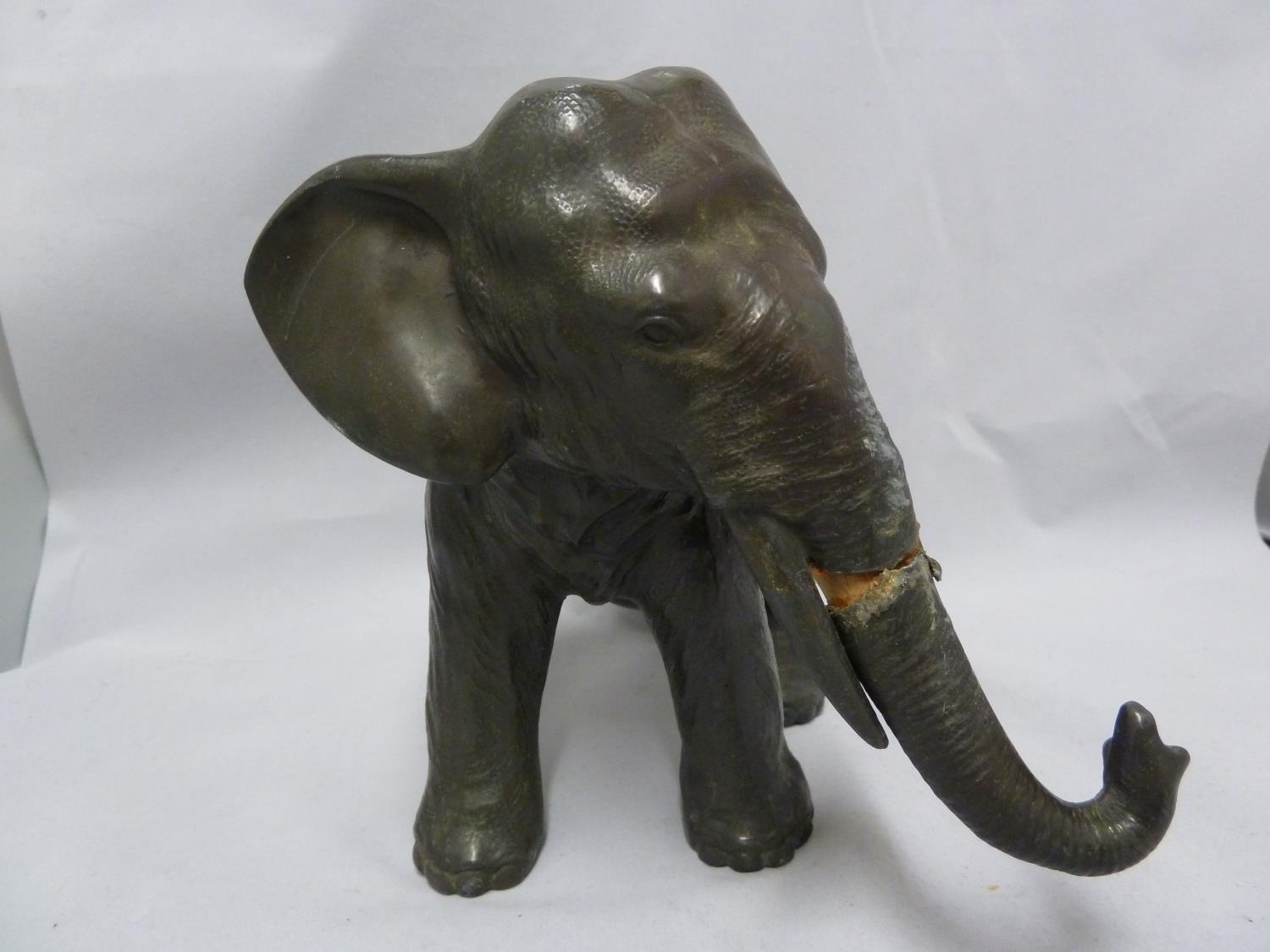 A bronzed metal figure of a Hippo; and a spelter figure of an elephant (2) - Image 9 of 11