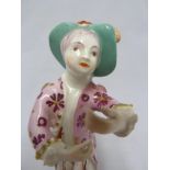 A Derby porcelain figure, of a dancing boy the circular base sprigged with flowers and foliage,