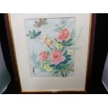 Two Chinese watercolour paintings on silk, The Qui Sang Silk paintings, Wong Qui Sang, framed and