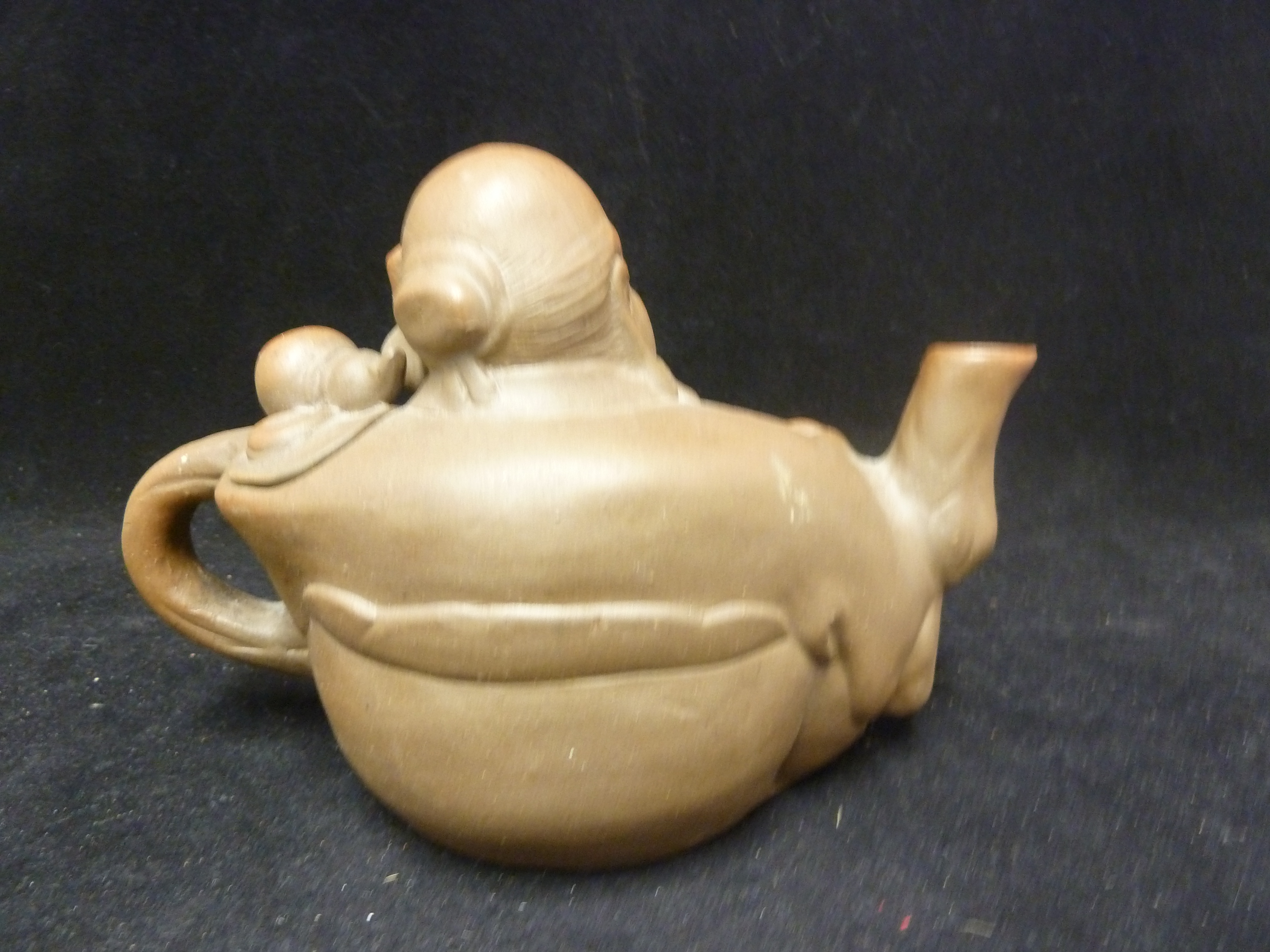 A Chinese Yixing pottery teapot and cover, in the form of a sage; and four Straights type - Image 4 of 8