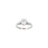 A DIAMOND SOLITAIRE RING, one round brilliant cut diamond of approx 1.25ct, H/I SI.