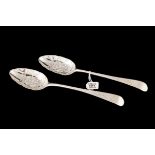 TWO GEORGIAN SILVER BERRY SPOONS