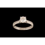 A SOLITAIRE DIAMOND RING, with EGL cert stating the diamond to be 1.00ct F VVS, mounted in
