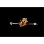 A CITRINE SET SCOTTISH LUCKENBOOTH BROOCH, mounted in gold