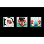 NINA DI VITO (Irish Contemporary), Untitled triptych of red shoes, mixed media, 60x60cm