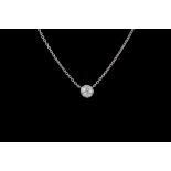 A DIAMOND SOLITAIRE PENDANT AND CHAIN, with one old European brilliant cut diamond of approx 1.