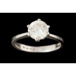 A DIAMOND SOLITAIRE RING, of approx. 1.64ct J VVS2, mounted in platinum