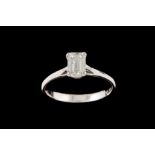 A DIAMOND SOLITAIRE RING, with emerald cut diamond of approx. 0.70ct H VS, mounted in 14ct gold