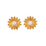 A PAIR OF ASPREY DAISY HERITAGE EARRINGS, with yellow sapphires of approx 8.40ct and diamonds of