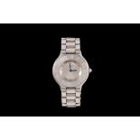 A LADIES MUST DE CARTIER STAINLESS STEEL WRIST WATCH, with Roman numerals on bezel