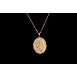 A 9CT GOLD LOCKET, with chain