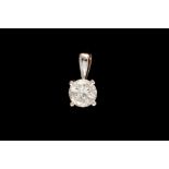 A DIAMOND SOLITAIRE PENDANT, of approx. 0.95ct H/I I1, mounted in 18ct white gold