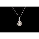 A DIAMOND PEAR SHAPED PENDANT, with centre stone of approx. 2.00ct, mounted in 18ct white gold