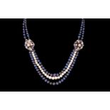 A SAPPHIRE AND SALTWATER PEARL NECKLACE, by Cogognato, Venice, 1920's