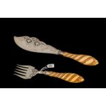 A PAIR OF VICTORIAN SILVER FISH/CAKE SERVERS, open pierced chased and engraved blade, inscribed '