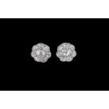 A PAIR DIAMOND ROUND CLUSTER EARRINGS, with diamonds of approx 0.50ct.