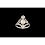 AN EDWARDIAN PEARL AND DIAMOND DRESS RING, one natural saltwater pearl of 1.49ct with gem report and