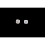 A PAIR OF DIAMOND SOLITAIRE EARRINGS, of approx. 0.50ct in total, mounted in 9ct white gold