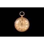 AN ANTIQUE 18CT GOLD OPEN FACE POCKET WATCH, with Roman numerals, the movement signed WL Lawson,