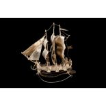 AN ANTIQUE SILVER (.930) NOVELTY SAILING SHIP, hallmarked twice, (.