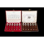 TWO CASED SETS OF SIX SILVER TEA AND COFFEE SPOONS by Romneys,