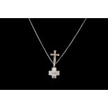 A DIAMOND SET CROSS, mounted on 9ct gold; together with an 18ct white gold cross,