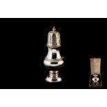 A PRE-WAR SILVER SUGAR CASTER, of Baluster form, Birmingham 1939, cased, retailed by West & Son,