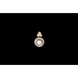 AN ANTIQUE PEARL AND DIAMOND PENDANT,