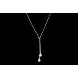 A DIAMOND AND CULTURED PEARL SET PENDANT,