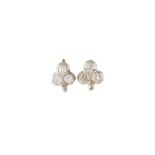 A PAIR OF DIAMOND EARRINGS, in shamrock form, with diamonds of approx 2.00ct.