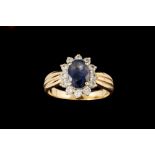 A SAPPHIRE AND DIAMOND RING,