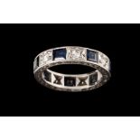 A DIAMOND AND SAPPHIRE ETERNITY RING,