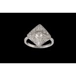 A DIAMOND SQUARE CLUSTER RING, with diamonds of approx 0.70ct in total, mounted in 18ct white gold.