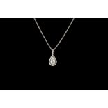 A PEAR SHAPE DIAMOND PENDANT AND CHAIN, with diamonds of 1.