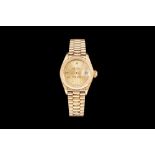 AN 18CT YELLOW GOLD LADIES ROLEX DATEJUST WRIST WATCH,