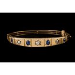 AN ANTIQUE SAPPHIRE AND DIAMOND BANGLE, with sapphire of approx. 1.00ct, diamonds of approx. 0.