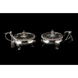 A PAIR OF SILVER MUSTARD POTS,