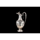 AN ANTIQUE SILVER MOUNTED GLASS CLARET JUG, French, c.
