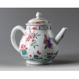 A Chinese famille rose 'mandarin ducks' teapot and cover