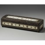 A silver and ivory inlaid wooden box