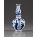 A miniature Chinese blue and white blue and white vase