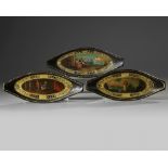 Three Islamic lacquered plates