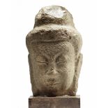 A Chinese stone head of a Bodhisattva