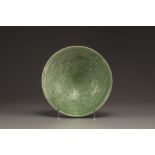 A Yaozhou carved green glazed conical bowl