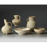 A group of five Islamic pottery vessels