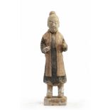 A Chinese painted pottery standing figure