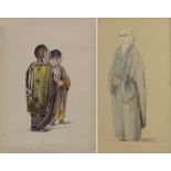 Two watercolours representing ottoman ladies